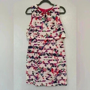 Vince Camuto Geographic‎ Print Stone Neckline Dress